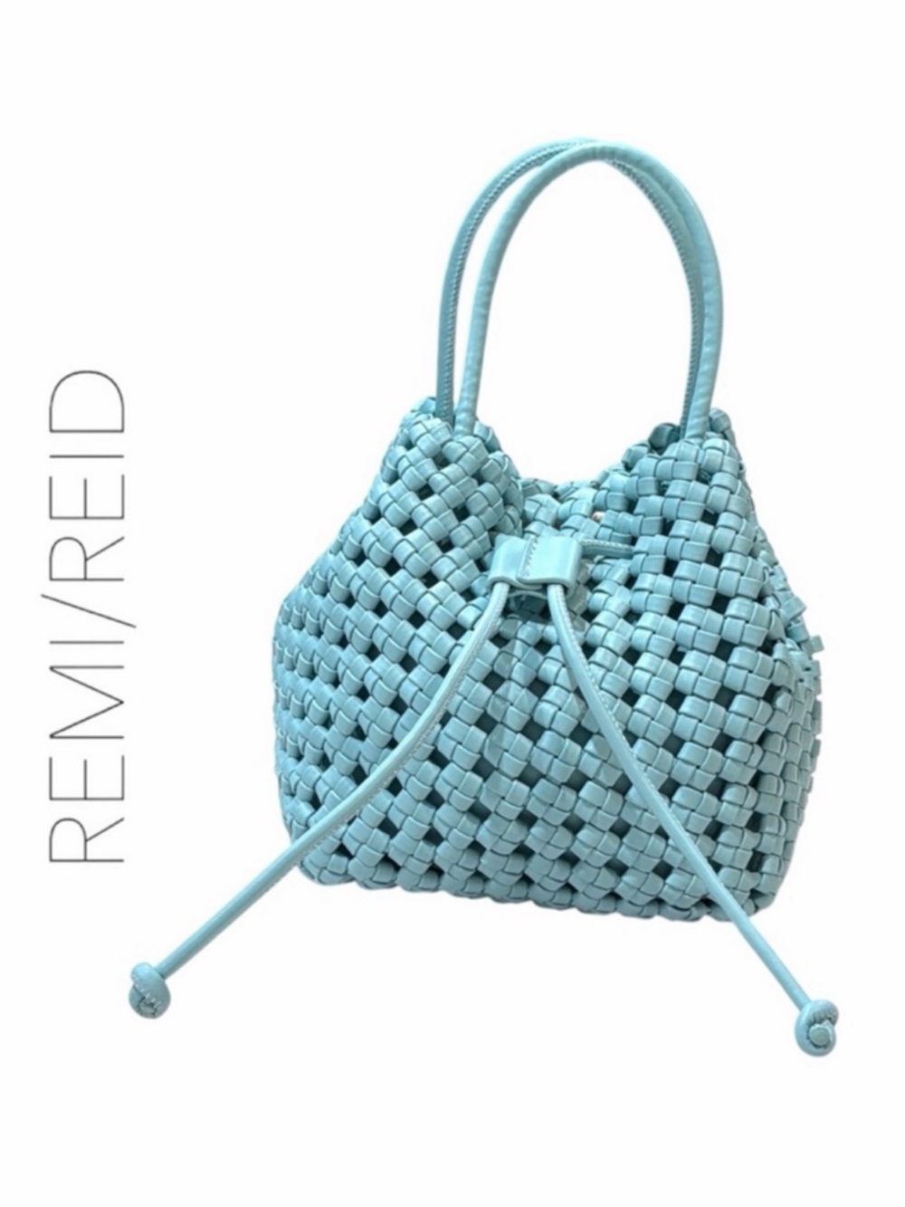 Remi & Reid Perrie Small Woven Drawstring Bucket Bag